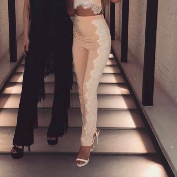 House of CB London Clarice Lace Pants, Nude, Size XS - Picture 1 of 12